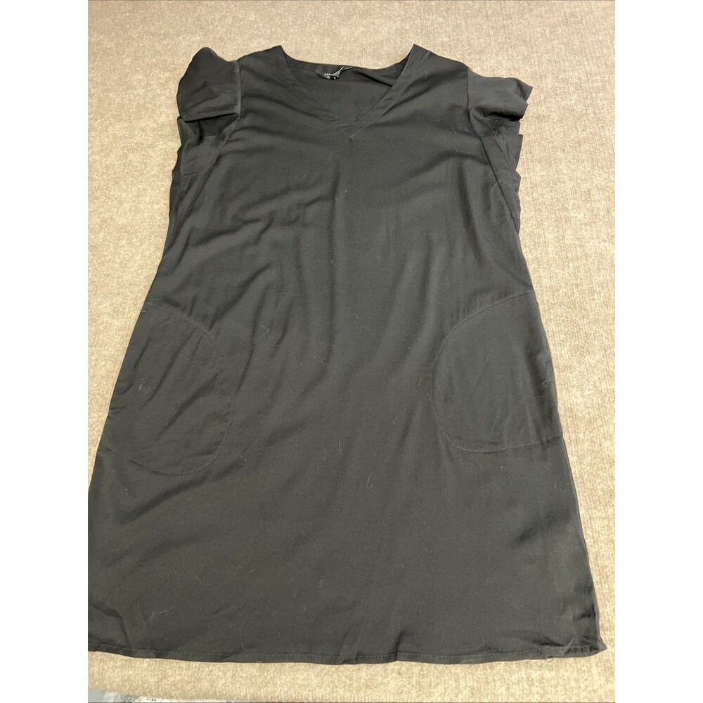 Liverpool Solid Black Dress Size M Medium Flutter Sleeve‎ Midi Grunge Goth